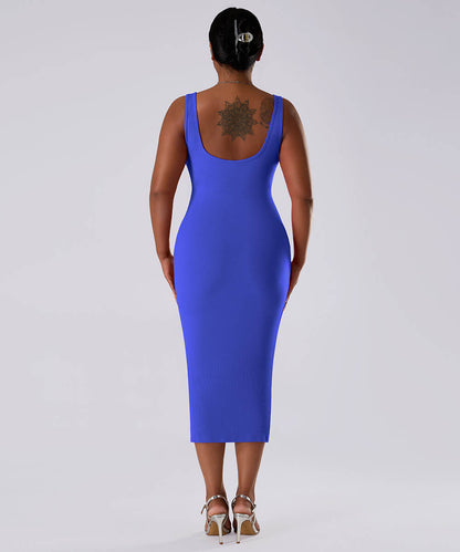 Effen mouwloze jurk met ingebouwde shapewear