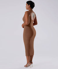Effen mouwloze jurk met ingebouwde shapewear