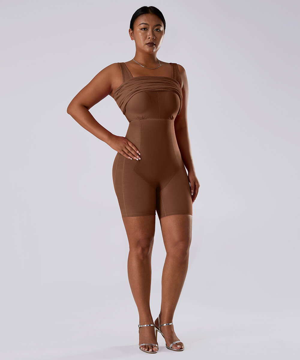 Effen mouwloze jurk met ingebouwde shapewear