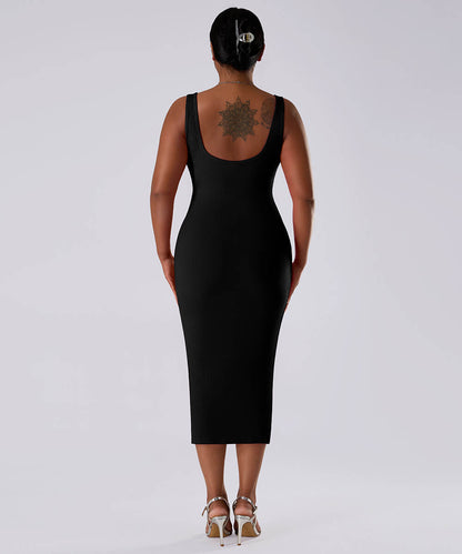 Effen mouwloze jurk met ingebouwde shapewear