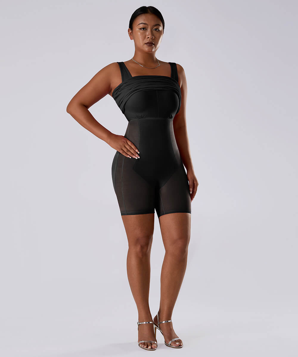 Effen mouwloze jurk met ingebouwde shapewear