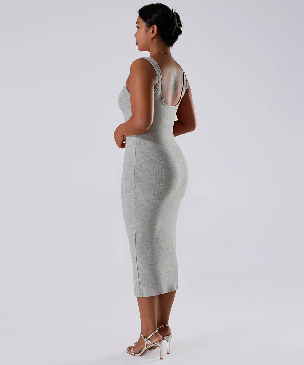 Effen mouwloze jurk met ingebouwde shapewear