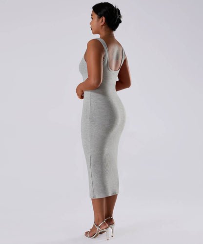 Effen mouwloze jurk met ingebouwde shapewear