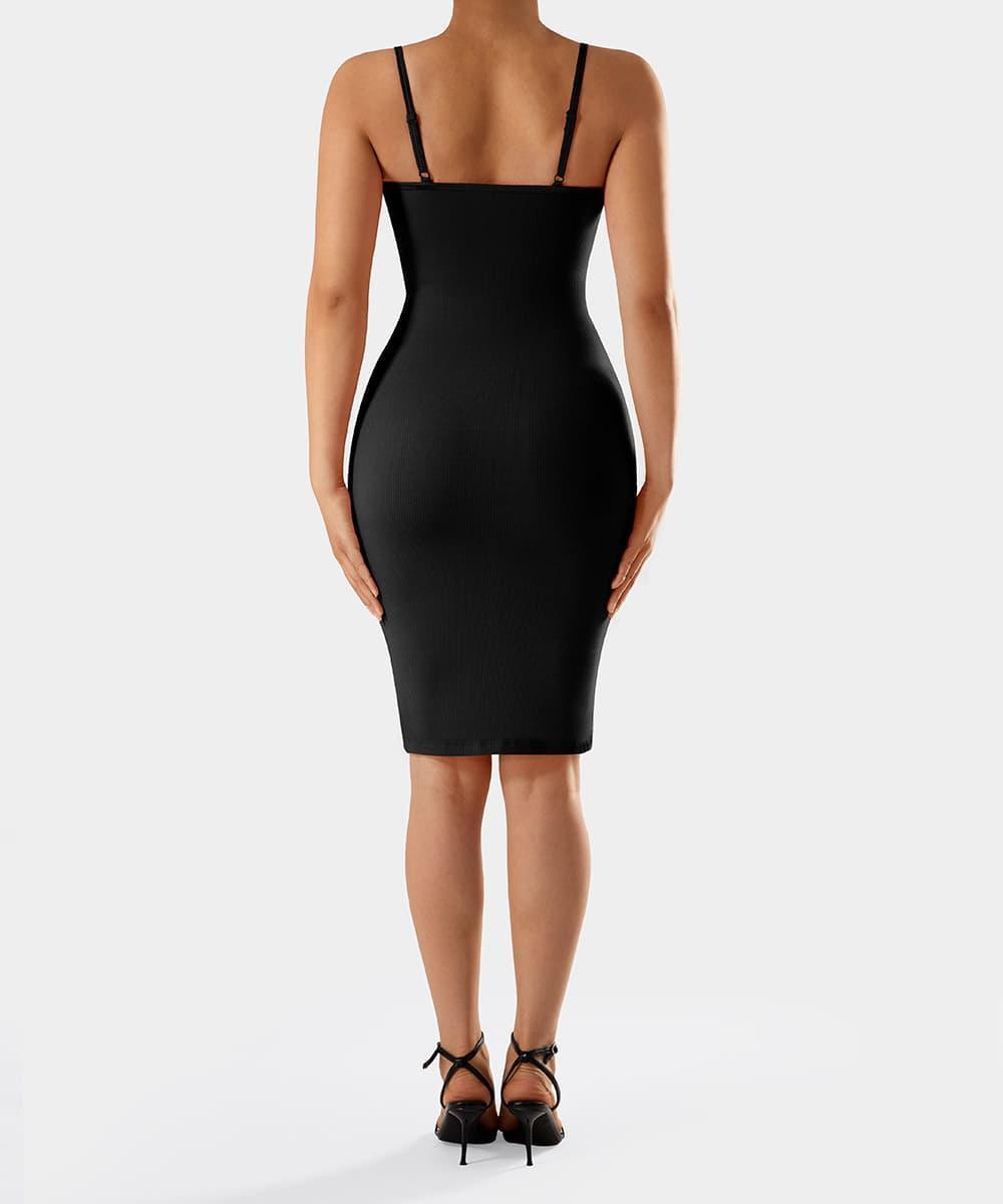 Nauwsluitende jurk met spaghettibandjes en ingebouwde shapewear