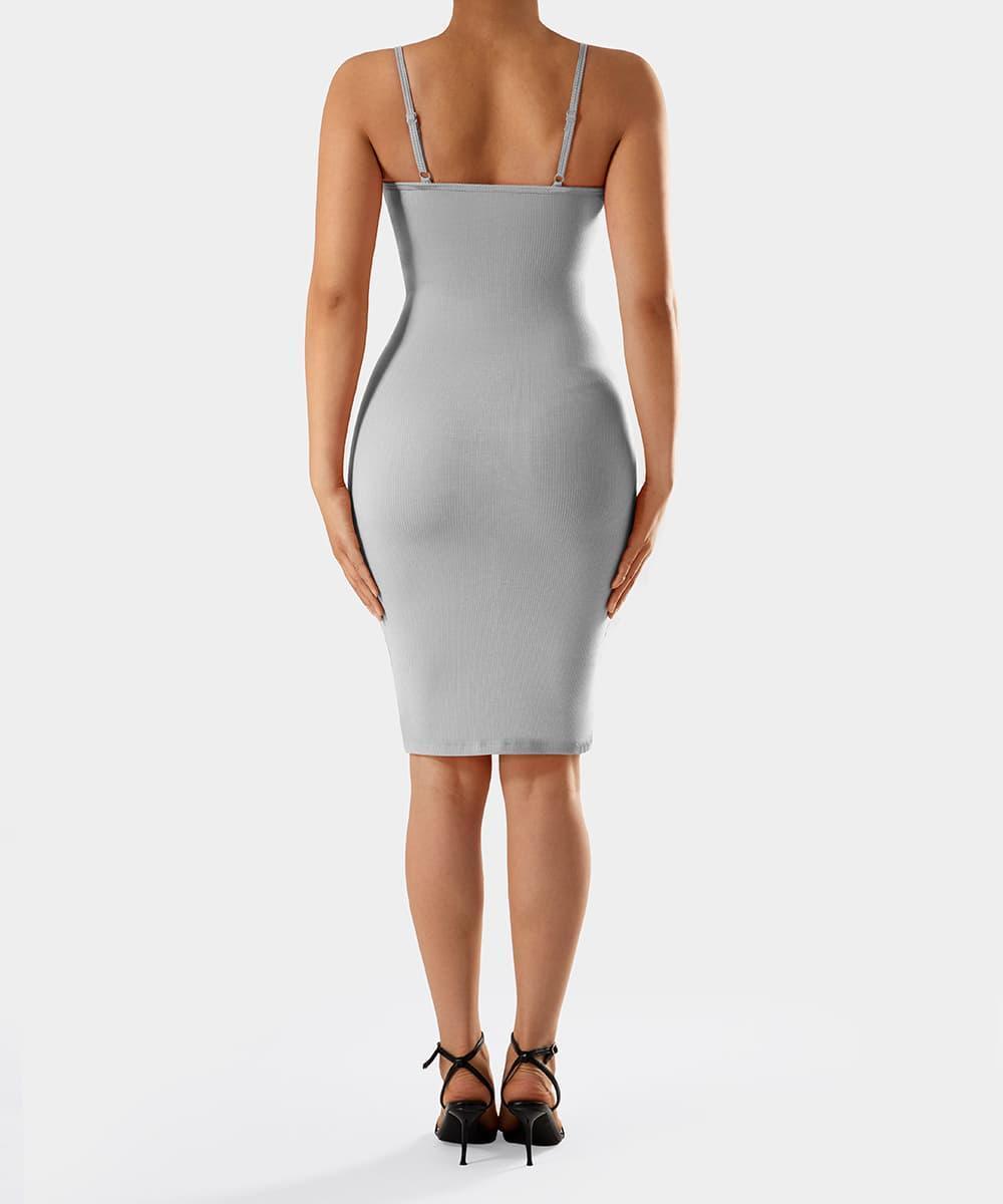 Nauwsluitende jurk met spaghettibandjes en ingebouwde shapewear