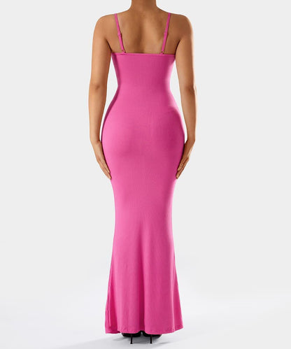 Jurk met spaghettibandjes en ingebouwde shapewear