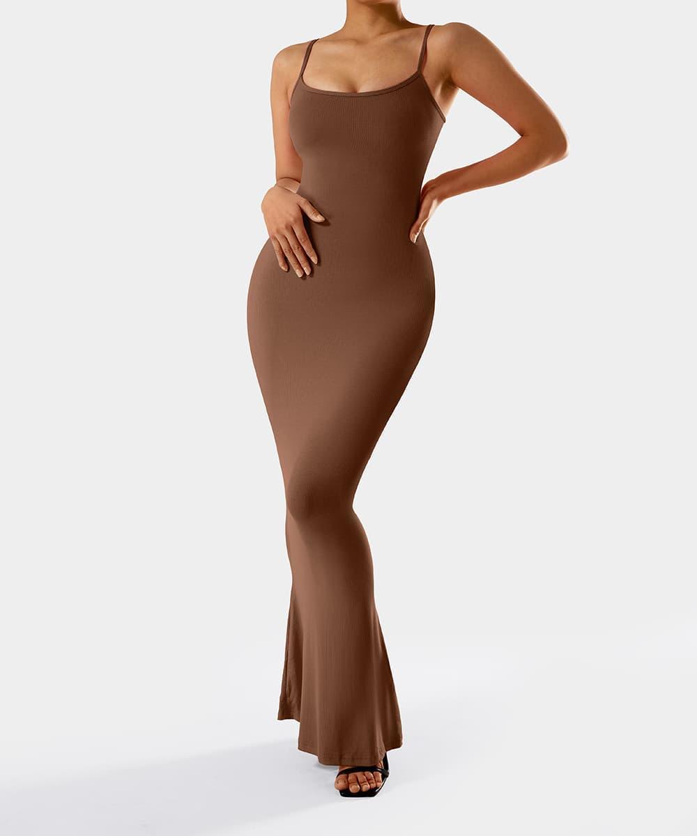 Jurk met spaghettibandjes en ingebouwde shapewear
