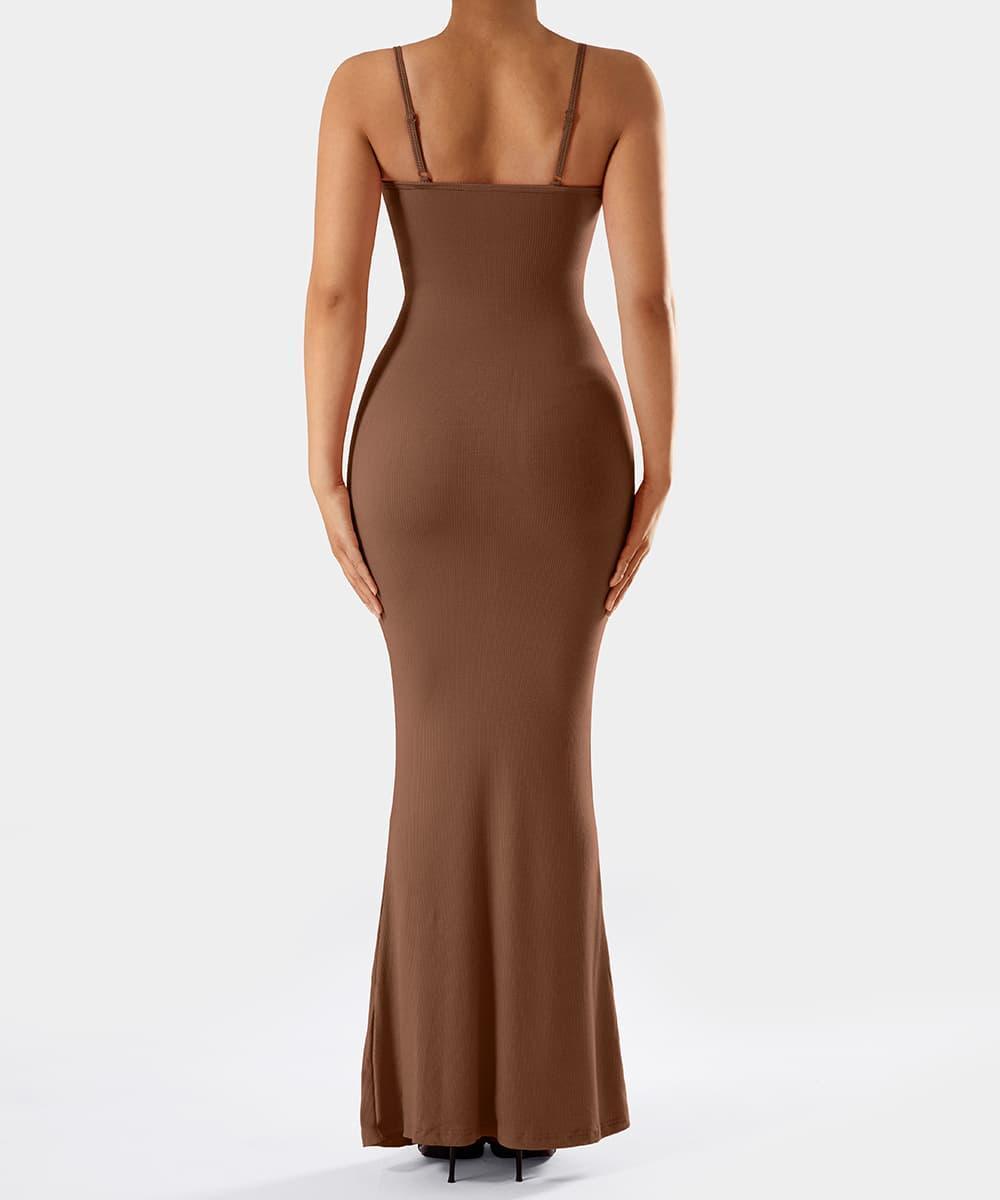 Jurk met spaghettibandjes en ingebouwde shapewear