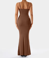 Jurk met spaghettibandjes en ingebouwde shapewear