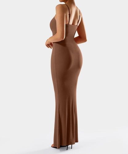 Jurk met spaghettibandjes en ingebouwde shapewear