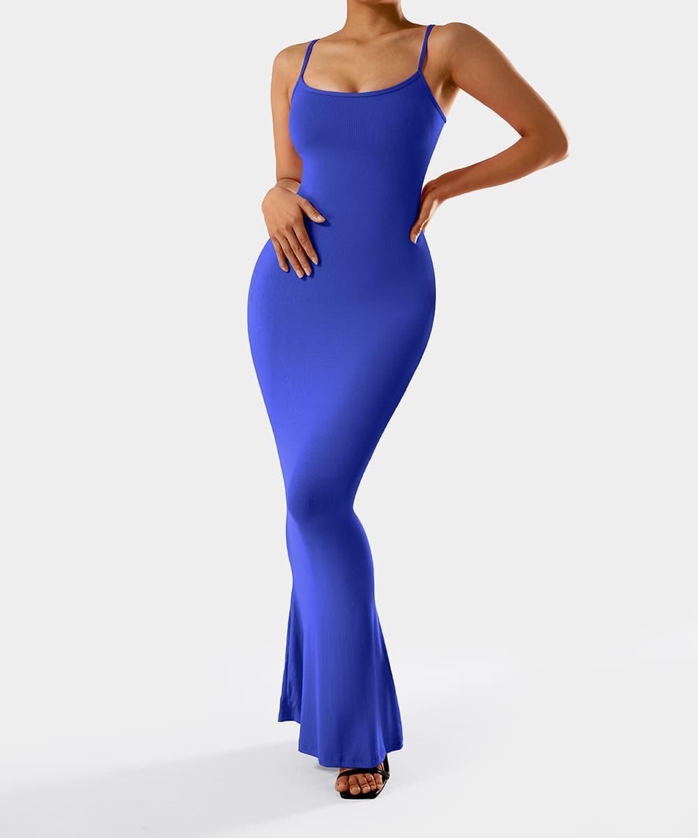 Jurk met spaghettibandjes en ingebouwde shapewear