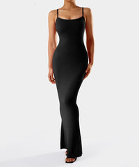Jurk met spaghettibandjes en ingebouwde shapewear