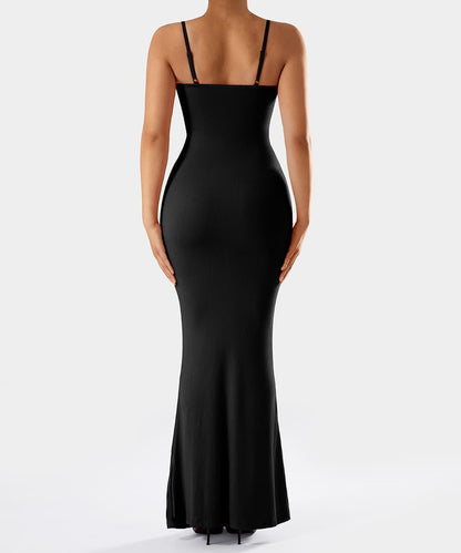 Jurk met spaghettibandjes en ingebouwde shapewear