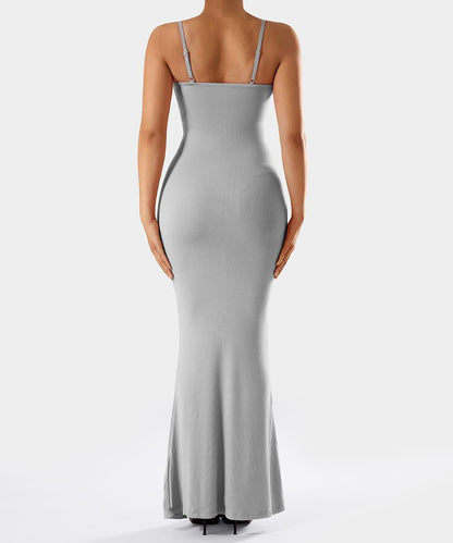 Jurk met spaghettibandjes en ingebouwde shapewear