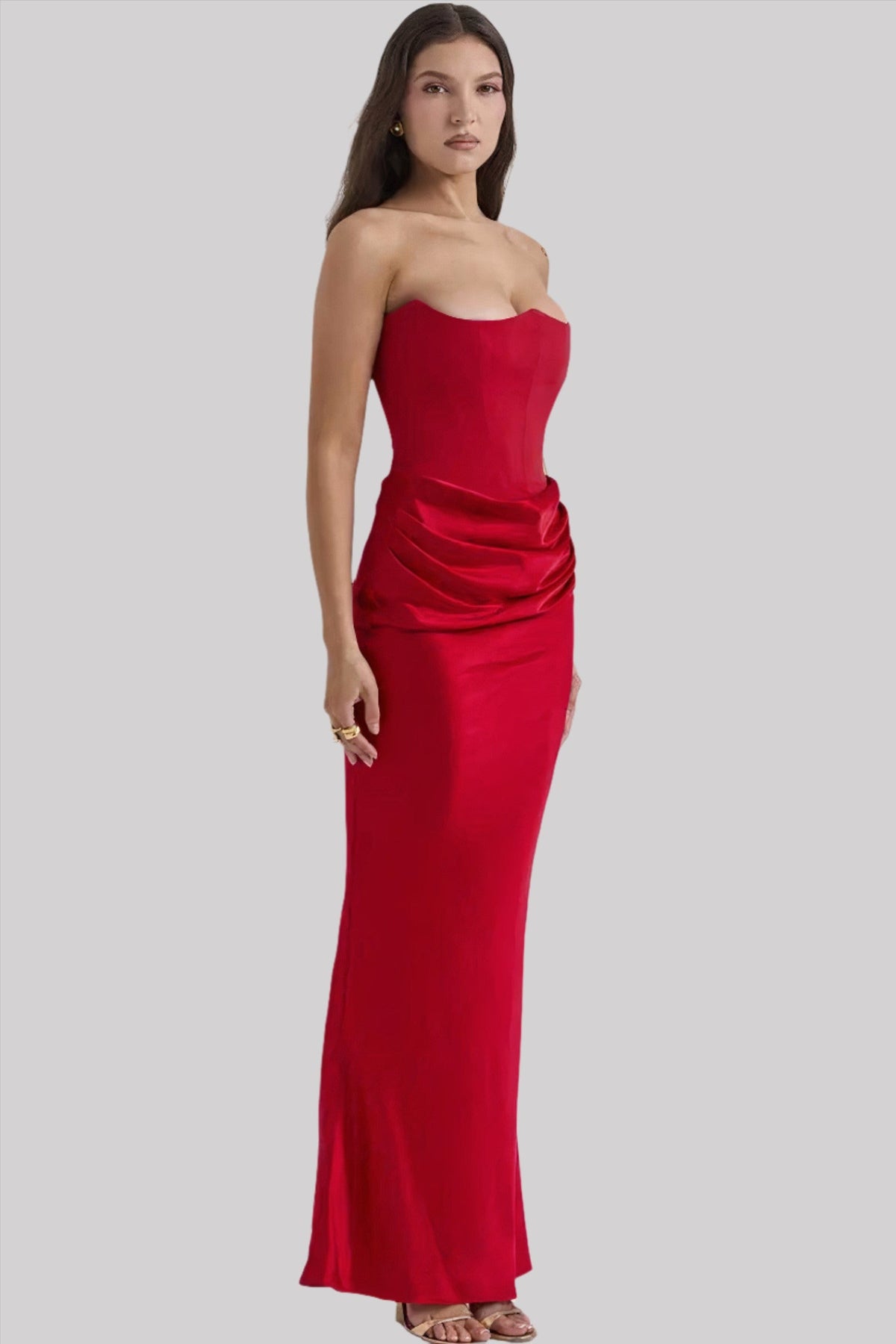 Elegante strapless maxi-jurk