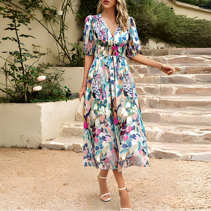 Imogen midi-jurk met V-hals