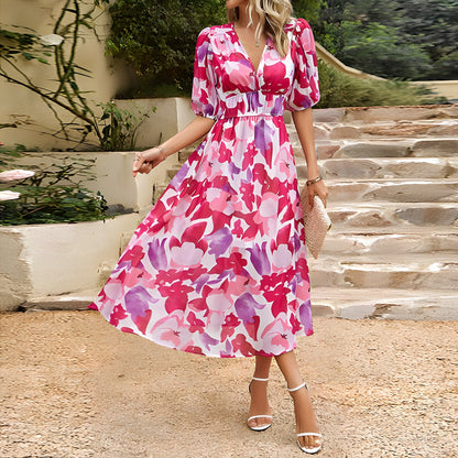 Imogen midi-jurk met V-hals