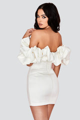 Bodycon jurk met ruches en off-shoulder