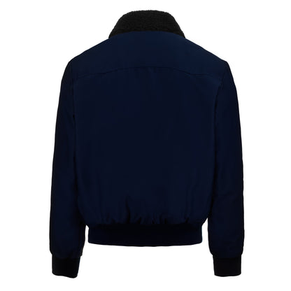 Harringtonjack voor heren met zwarte sherpakraag - Marineblauw