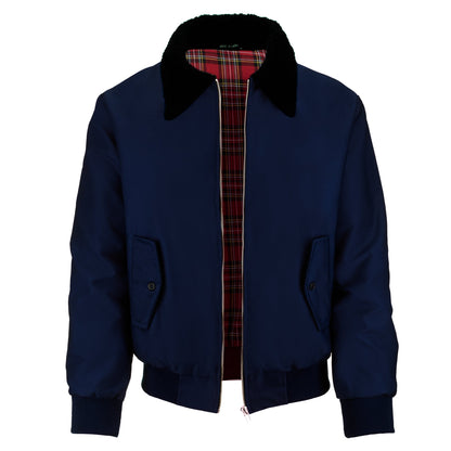 Harringtonjack voor heren met zwarte sherpakraag - Marineblauw