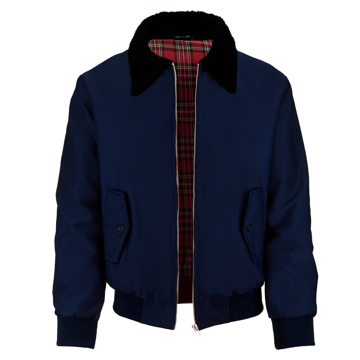 Heren Harrington Jas met Zwarte Sherpa Kraag - Marineblauw