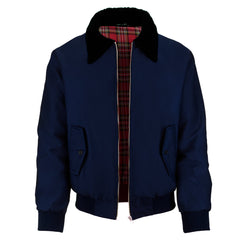 Heren Harrington Jas met Zwarte Sherpa Kraag - Marineblauw