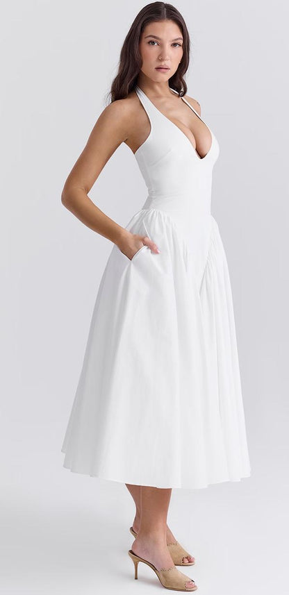 Elegante maxi-jurk met V-hals