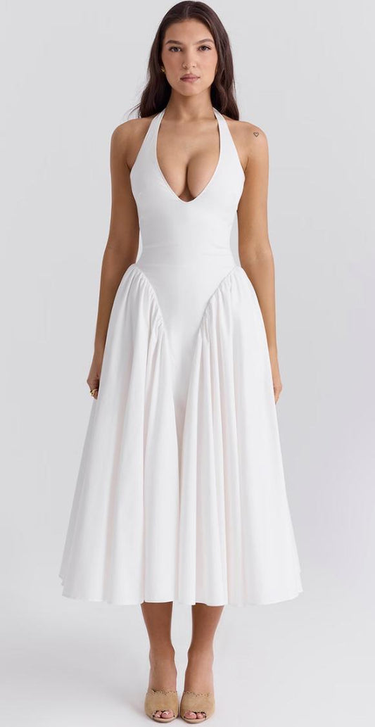 Elegante maxi-jurk met V-hals