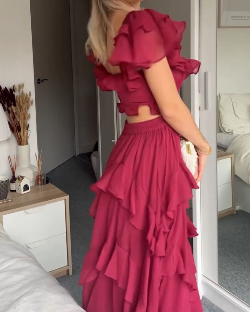 Ruby jurk met ruches