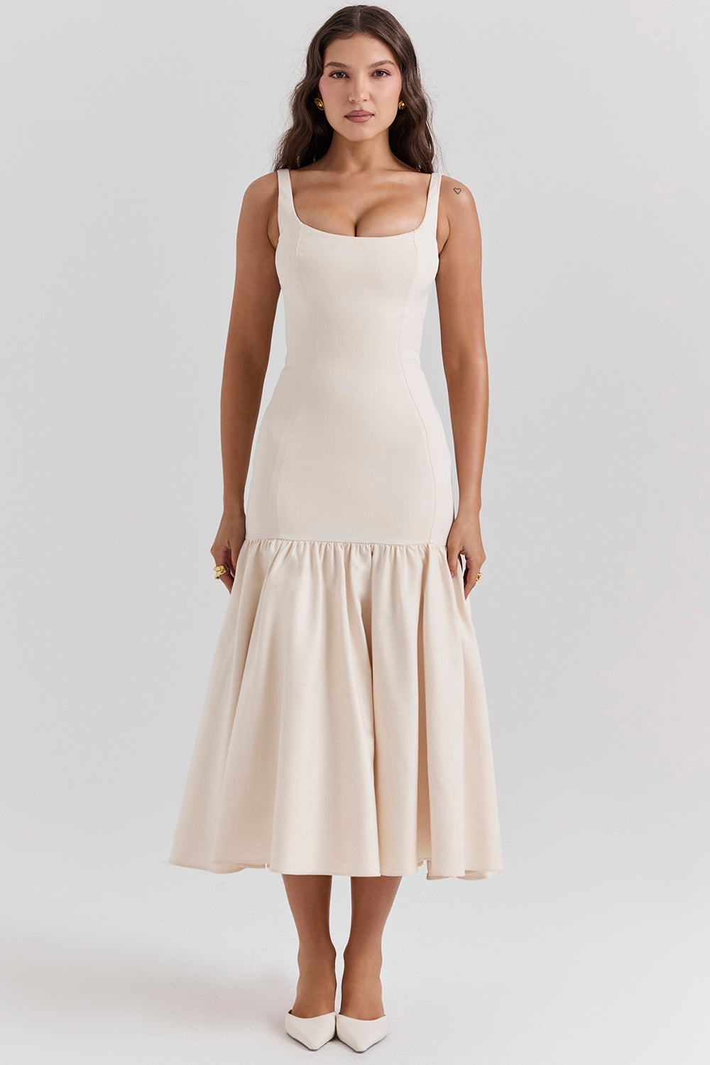 Midi-jurk met verlaagde taille