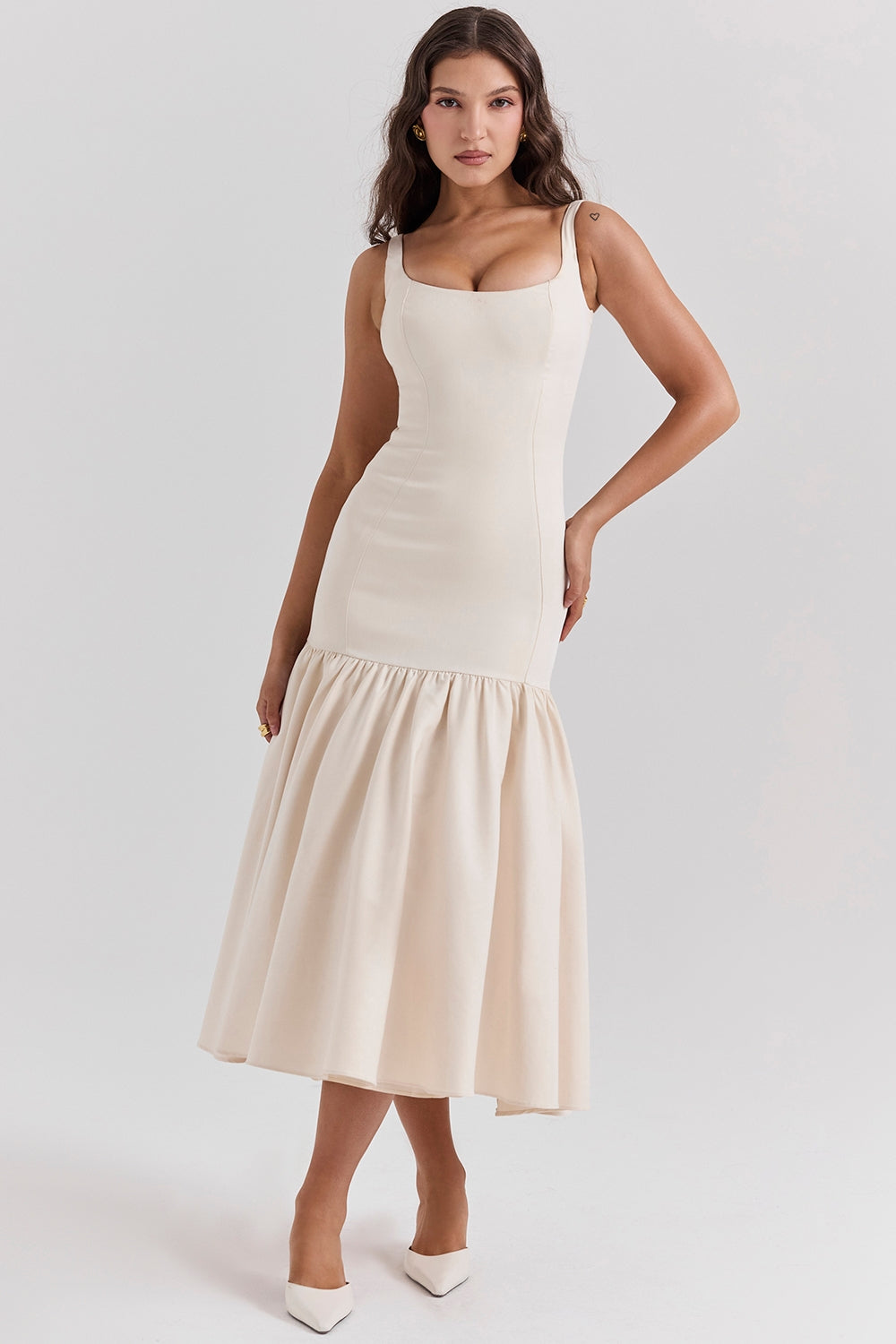 Midi-jurk met verlaagde taille
