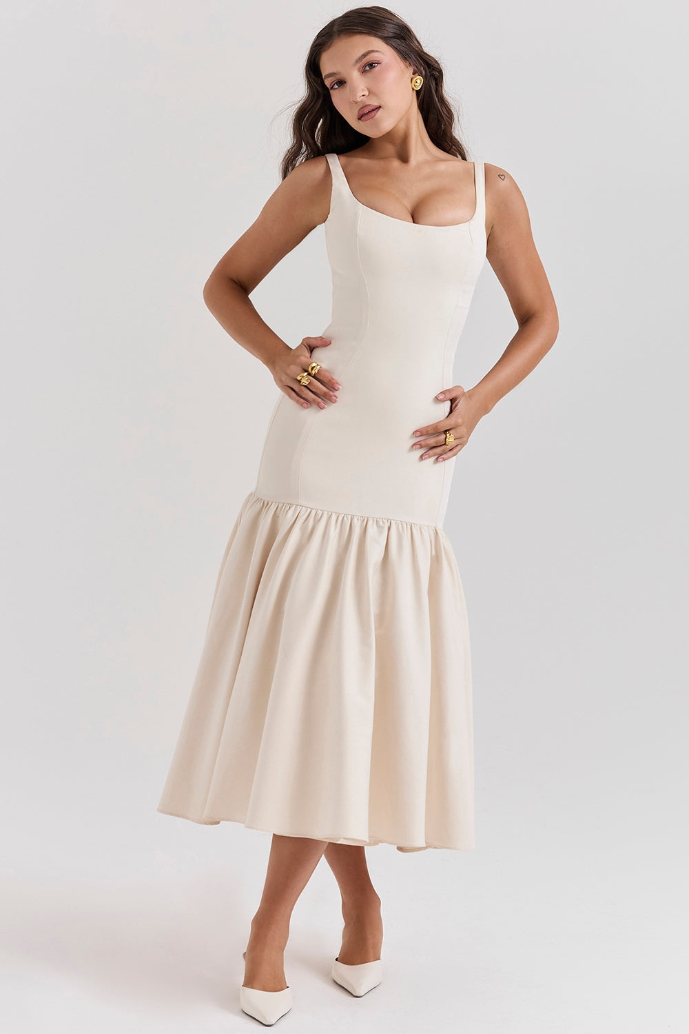 Midi-jurk met verlaagde taille