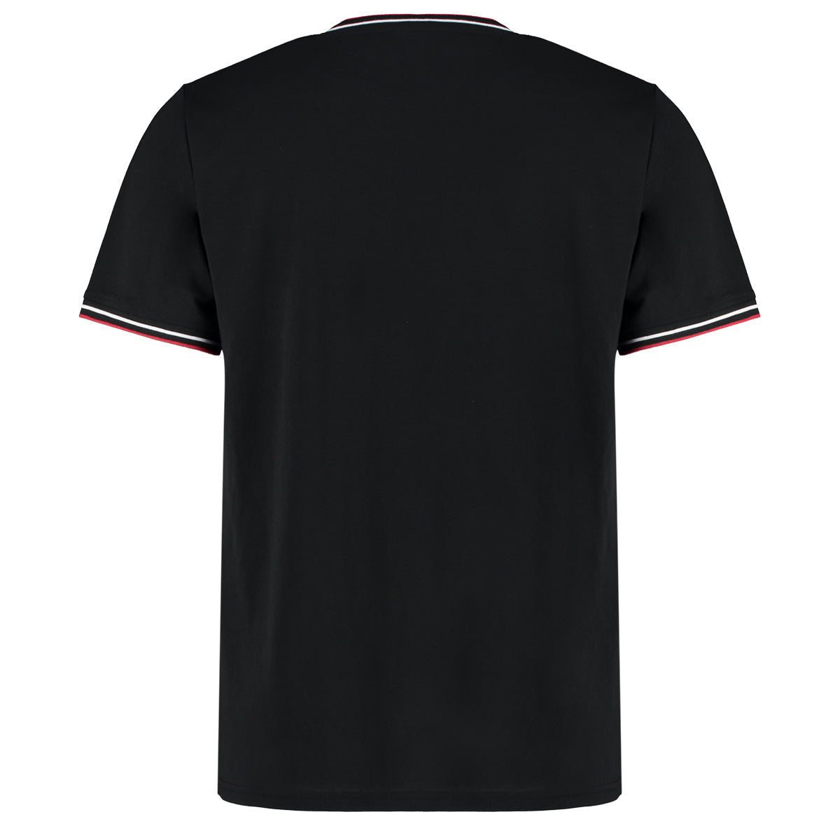T-shirt met contrasterende bies voor heren - Zwart/Wit/Rood