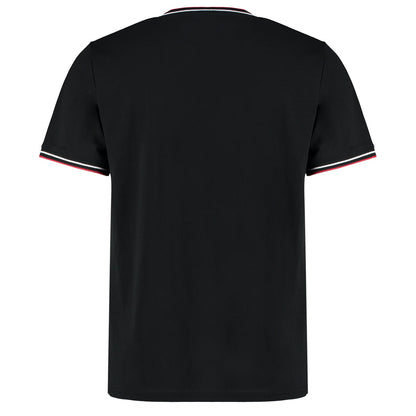 T-shirt met contrasterende bies voor heren - Zwart/Wit/Rood