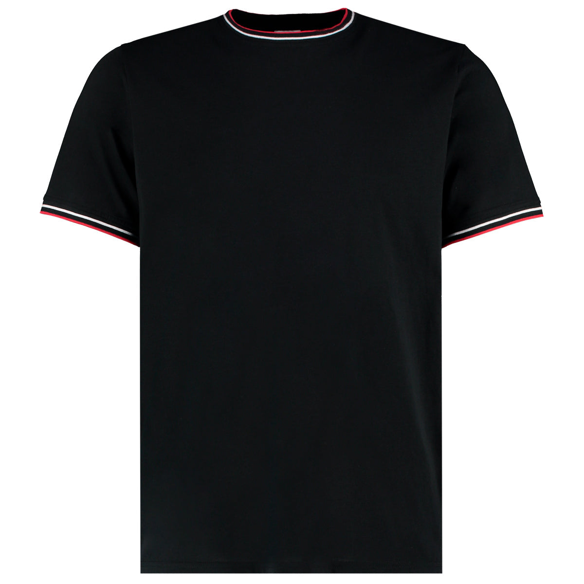 T-shirt met contrasterende bies voor heren - Zwart/Wit/Rood