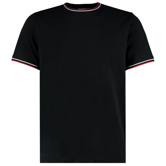 Heren Tipped T-Shirt - Zwart/Wit/Rood