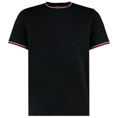 Heren Tipped T-Shirt - Zwart/Wit/Rood