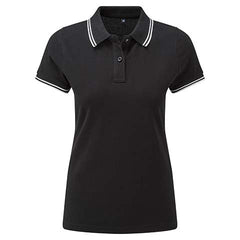 Dames Tipped Polo Shirt - Zwart/Wit