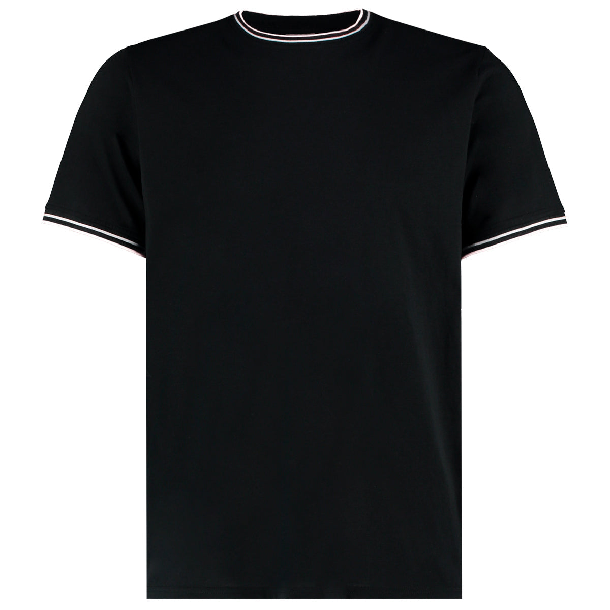 T-shirt met contrasterende bies voor heren - Zwart/Wit/Grijs