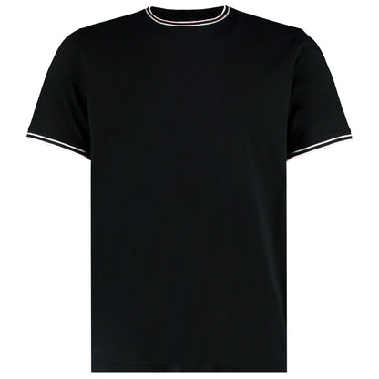 T-shirt met contrasterende bies voor heren - Zwart/Wit/Grijs
