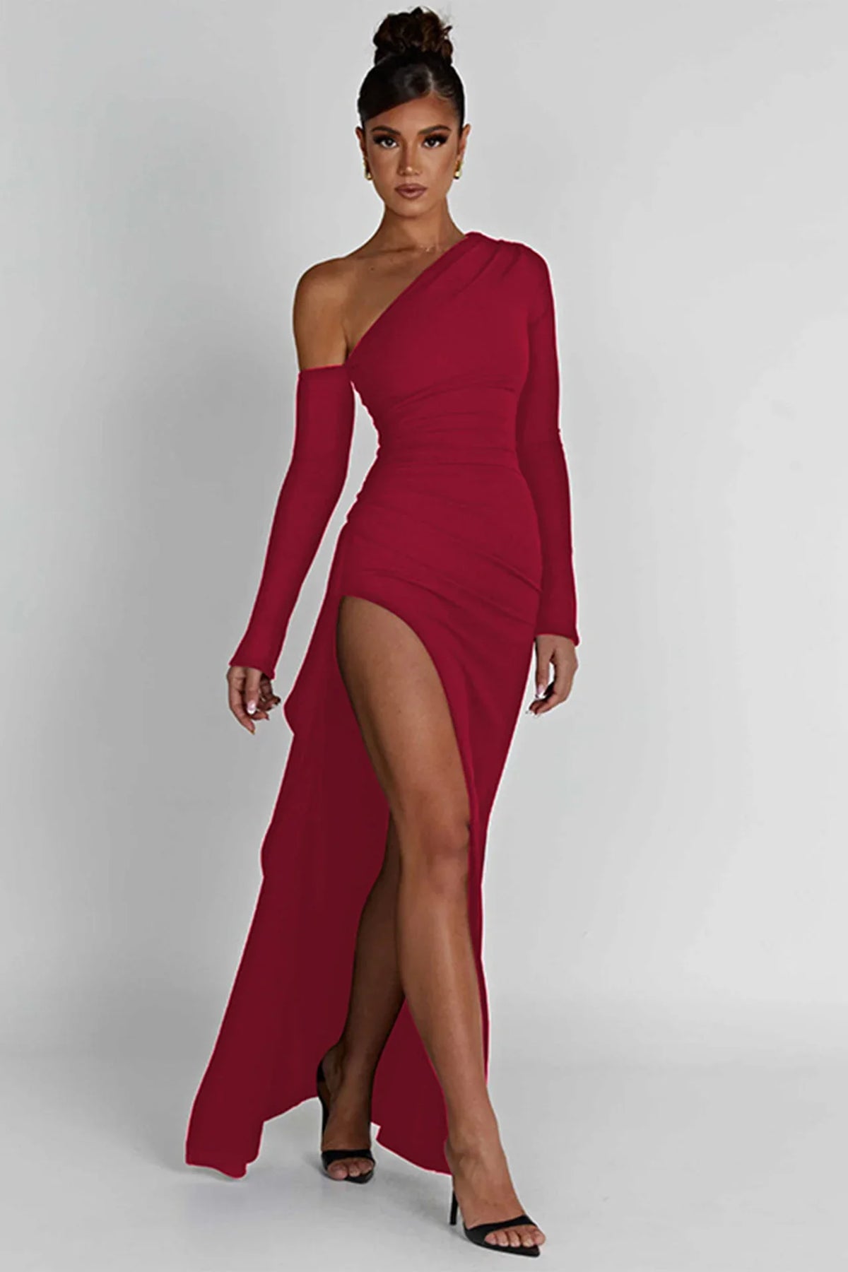 Bodycon-jurk met lange mouwen en split