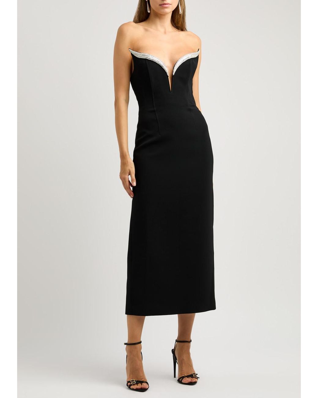 Glamoureuze strapless bodycon-jurk met diamanten