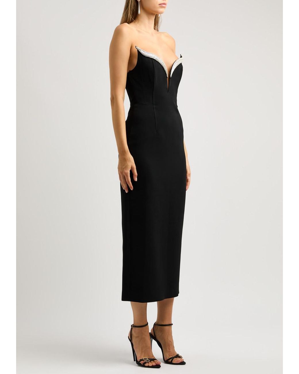 Glamoureuze strapless bodycon-jurk met diamanten