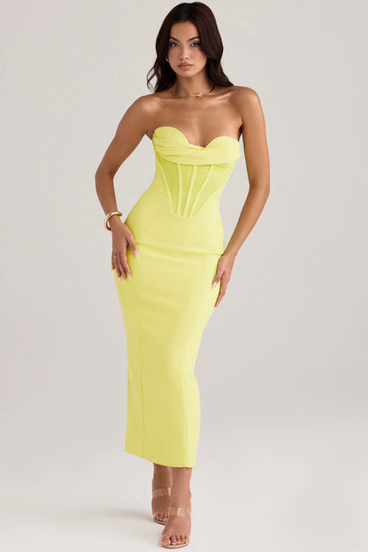 Strapless satijnen bodycon-korsetjurk