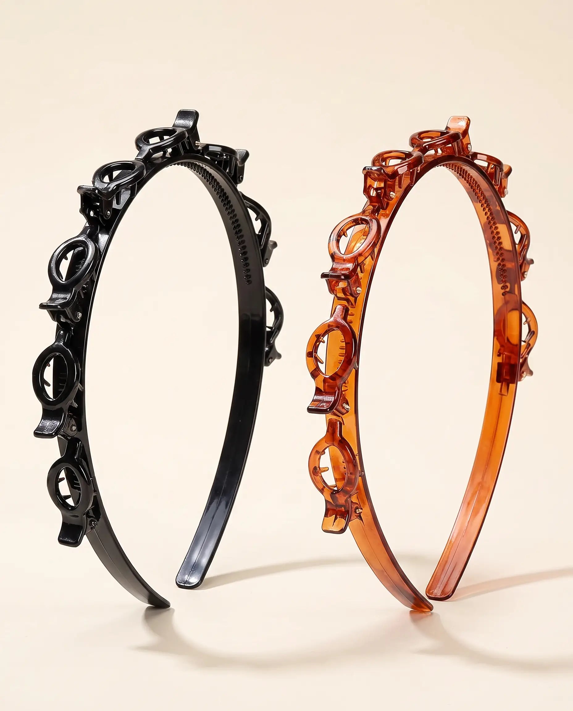 PIMOVO ClipStyle tweedelige haarbandset in zwart en bruin schildpadmotief