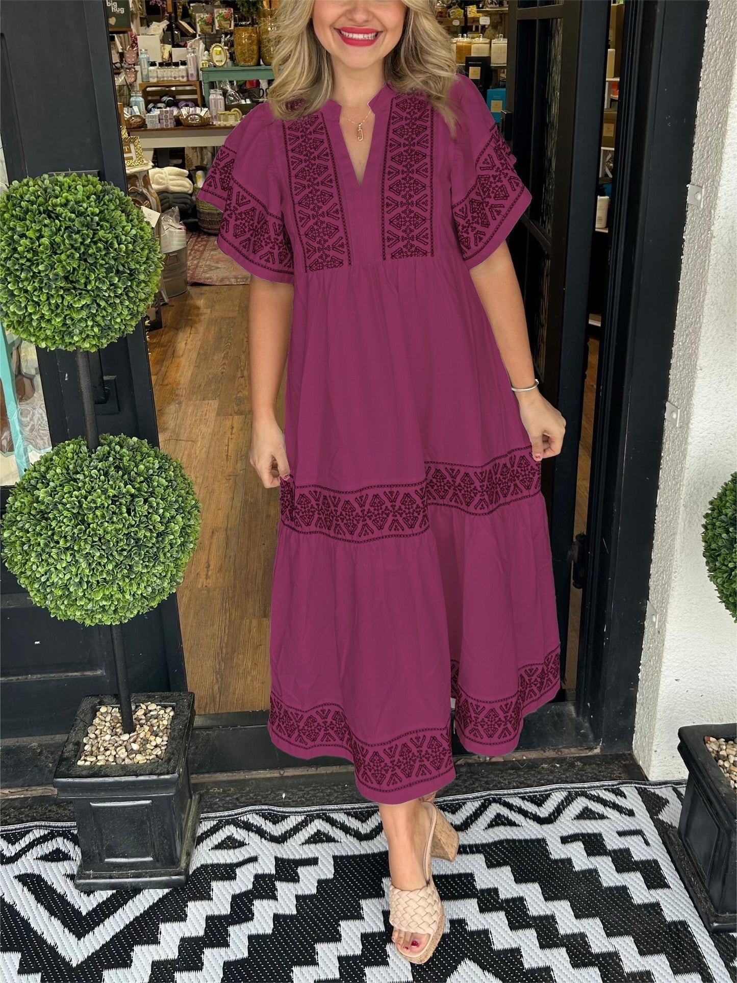 Midi-jurk met boho-uitstraling