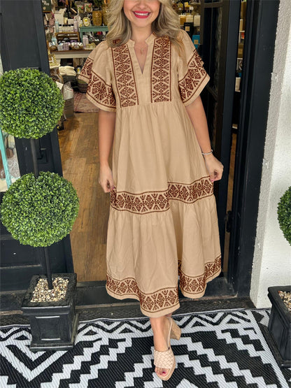 Midi-jurk met boho-uitstraling