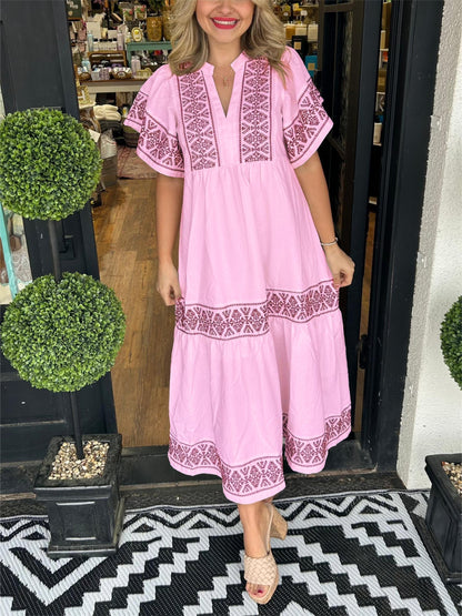 Midi-jurk met boho-uitstraling