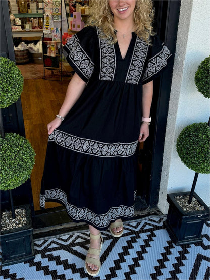 Midi-jurk met boho-uitstraling