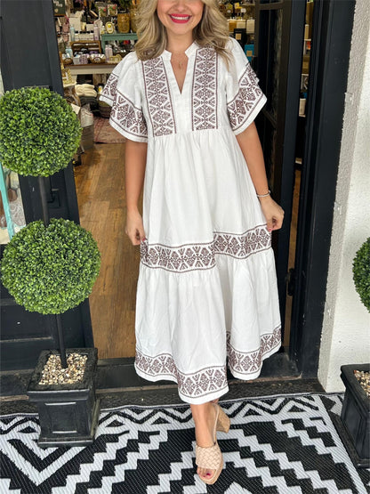 Midi-jurk met boho-uitstraling